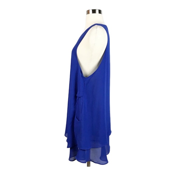 MILLAU Chiffon Blue Shift Swing Dress Sheer Layers Scoop Neck Sleeveless Medium - Picture 6 of 7